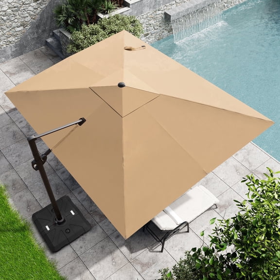 Crestlive Products 9x11ft Rectangular Cantilever Umbrella with Wheel, Windproof Frame, 3-year Fade-Resistant Fabric, 360-degree Rotating, Yellow