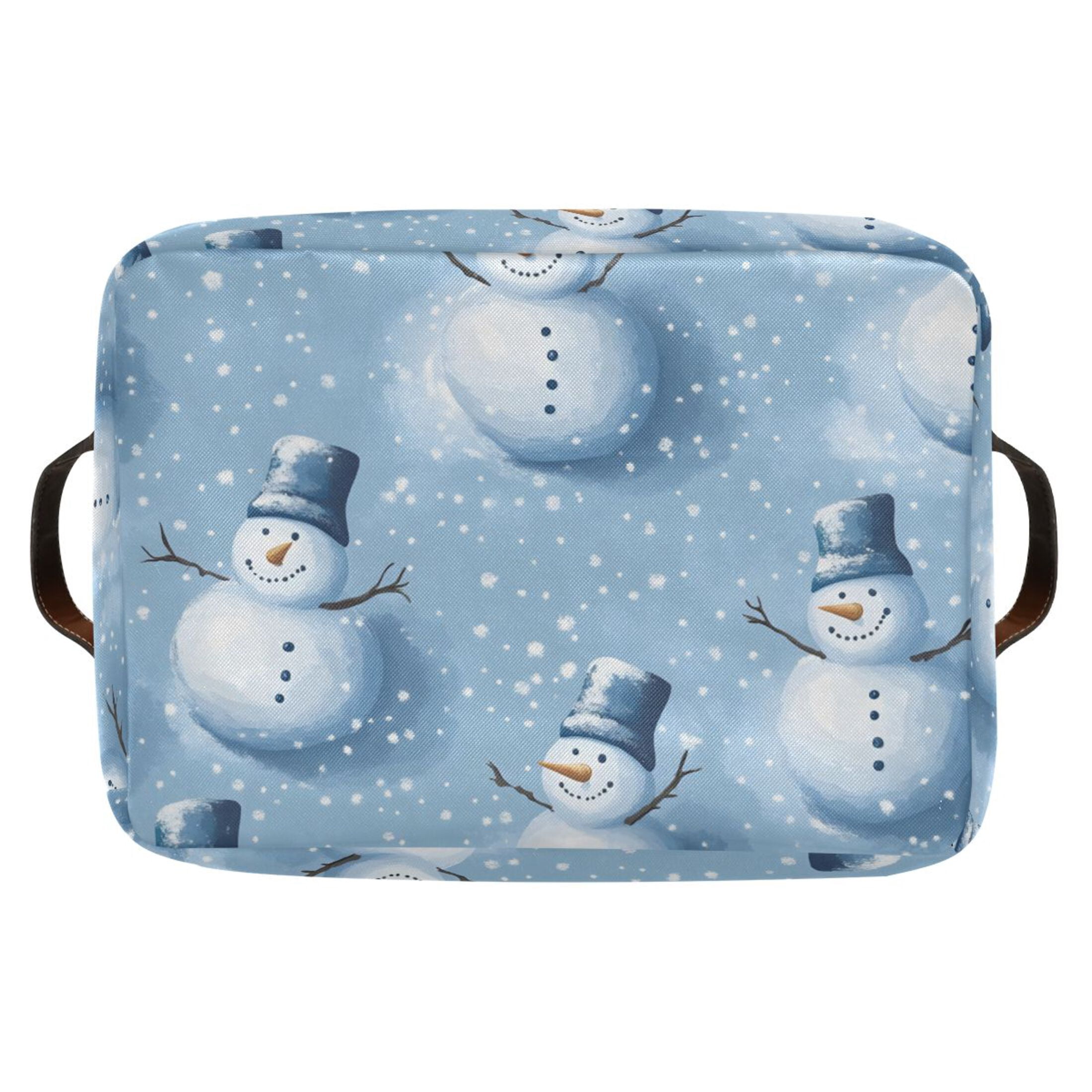 Ryvnso Christmas Winter Snowman Storage Basket Large Bin Foldable Boxes Toys Organizer 14.2x10.2x8.3in 2 PCs