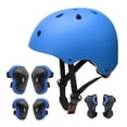 thumbnail image 1 of FloreceBien Juego de protectores para casco de bicicleta para niños (7 piezas) casco para niños con rodilleras, coderas y muñecas, equipo de protección ajustable, casco de skater juvenil para niños, 1 of 5