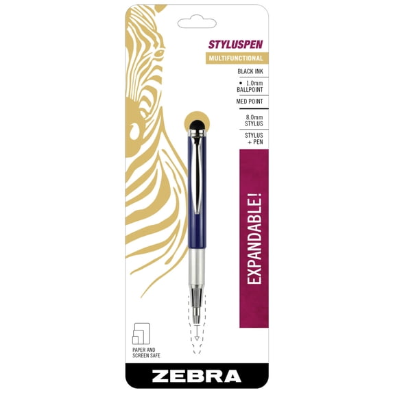 Zebra StylusPen Telescopic Ballpoint 1.0mm 6 Asst Colors 1pk