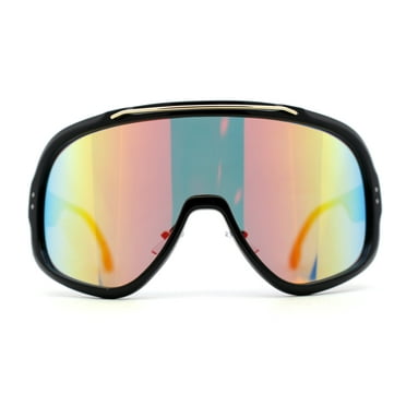 Kush Mens Exposed Lens Racer Shield Plastic Sport Sunglasses Pink 