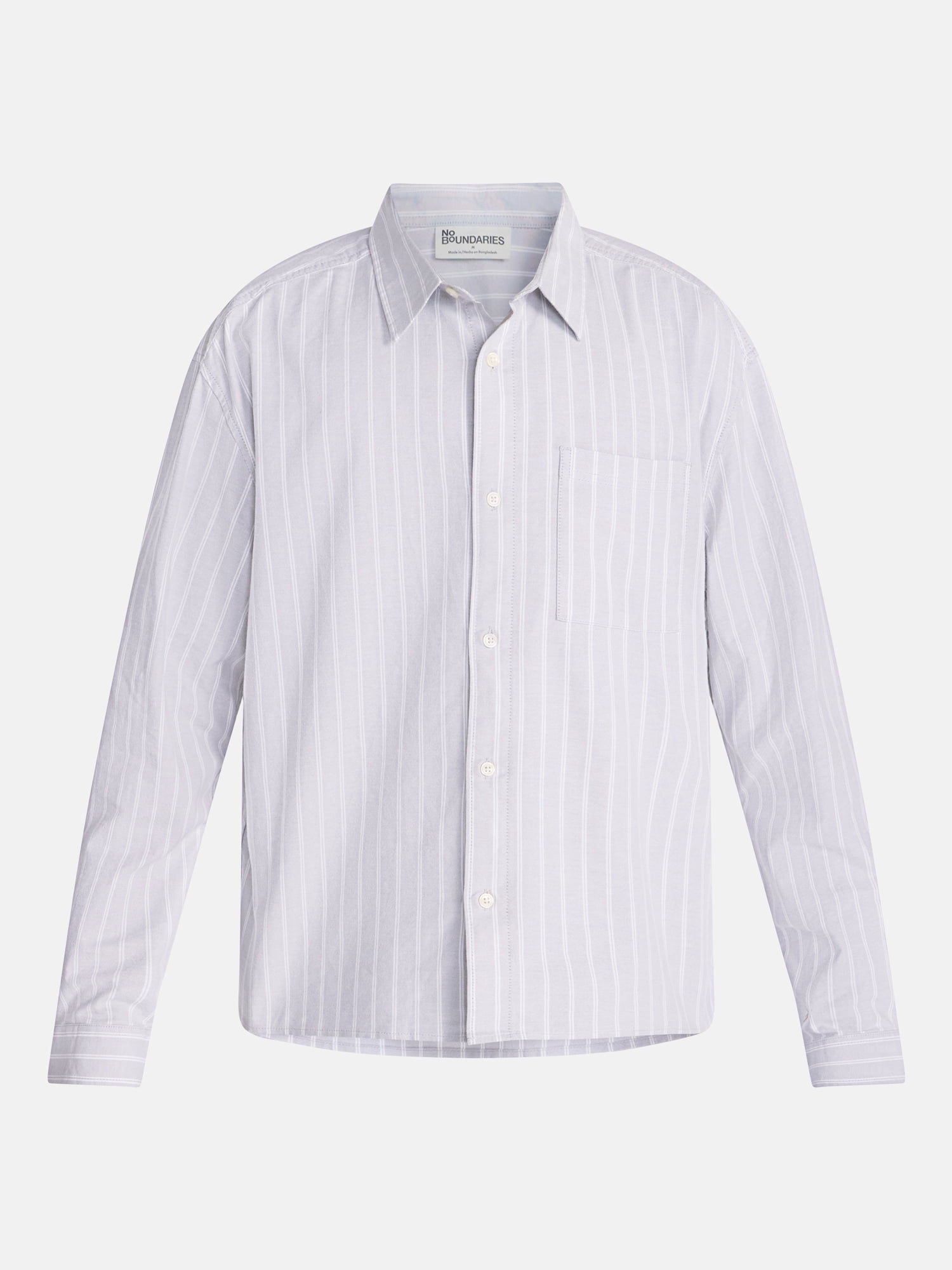 No Boundaries Boxy Cropped Fit Oxford Shirt with Long Sleeves, Men's XS-5XB