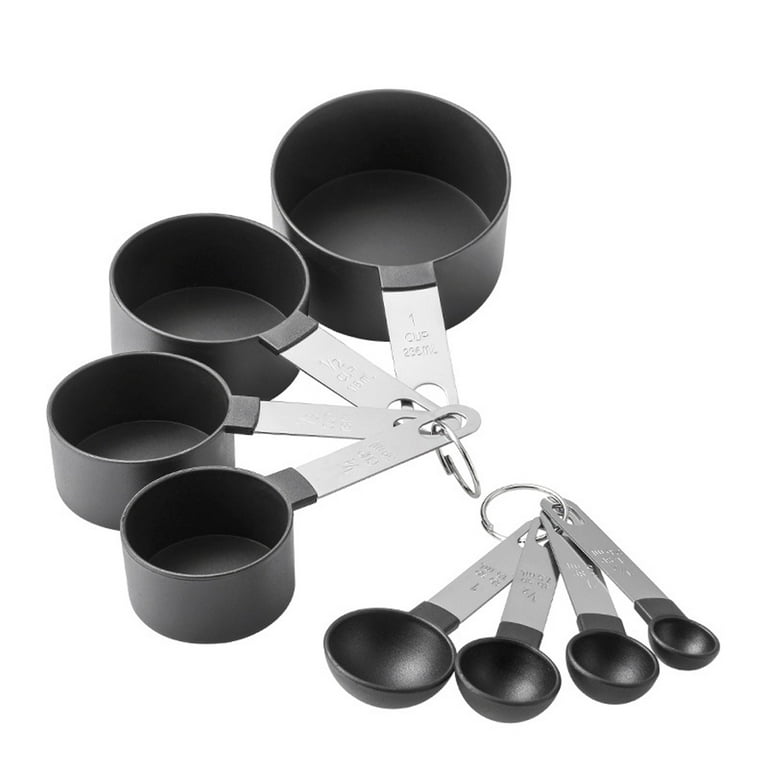  ENLOY Stainless Steel Measuring Cups and Spoons Set of 10  Piece, Soft Silicone Handles and Clearly Scale, Nesting Liquid Measuring Cup  Set or Dry Measuring Cups Set (Black): Home & Kitchen