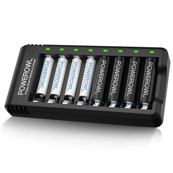Cargador de baterías recargables POWEROWL AA 2800 mAh x4 y AAA x4