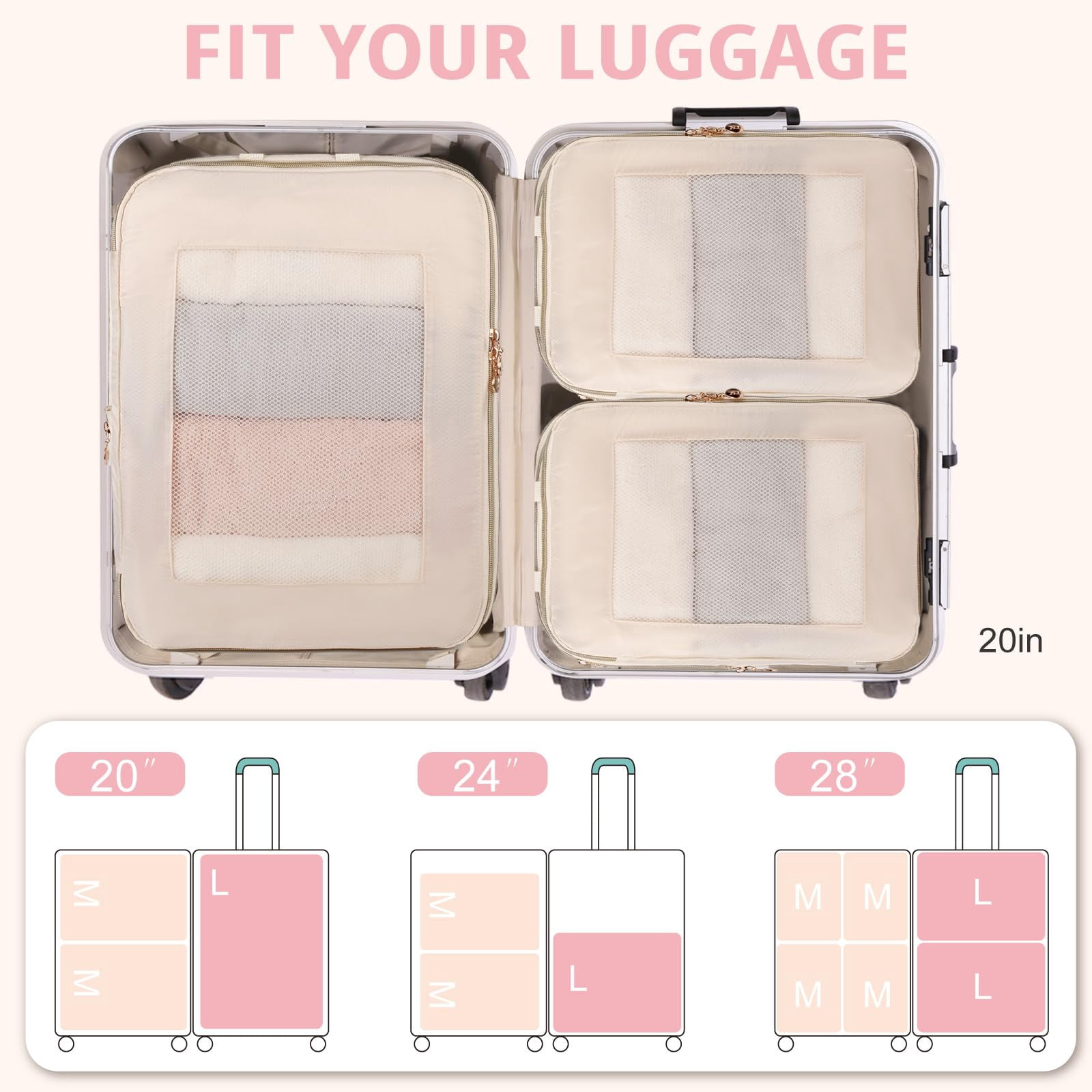 TRIPGEAR 3‑Set Double‑Deck Compression Packing Cubes, Lightweight Travel Luggage Organizer