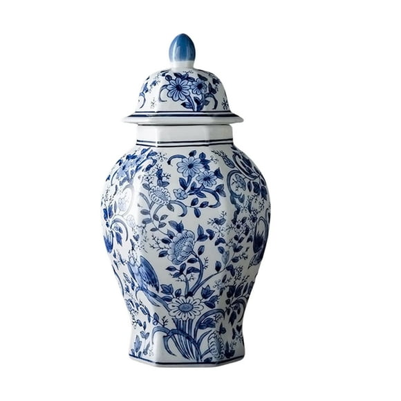 Jarrón de cerámica con tapa para jengibre, de porcelana, para encimera o oficina. Tarro general hexagonal