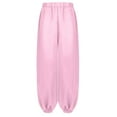 thumbnail image 2 of TiaoBug Big Girls Satin Bloomers Tribal Arabic Wide Leg Trousers Elastic Waist Belly Dance Harem Pants Pink 16, 2 of 6