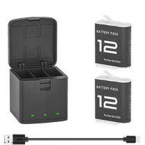 2 Pack Batteries fit for GoPro Hero 12 Black, 3-Channel Battery Charger Station for Hero 12