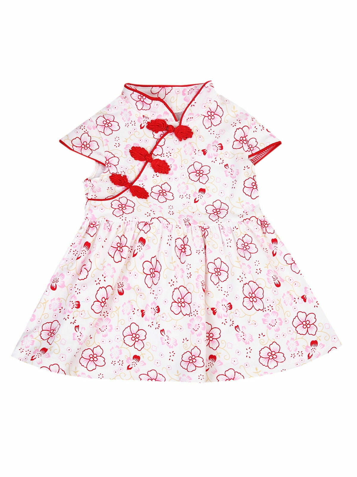 New Girls Chinese Cheongsam Size 2T Baby Girls Adorable Dress Pink Red Blue Gold