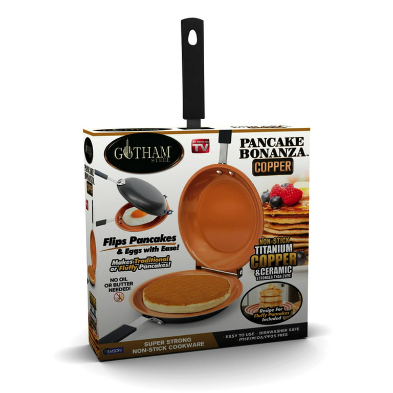 Gotham Steel Double Sided Pan, The Perfect Pancake Maker – Nonstick Copper  Easy to Flip Pan, Frying Pan for Fluffy Pancakes, Omelets, Frittatas 