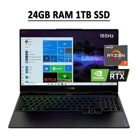 Lenovo Legion Slim 7 15 Gaming Laptop 15.6" FHD 165Hz IPS 100% sRGB Display AMD Octa-Core Ryzen 7 5800H 24GB RAM 1TB SSD NVIDIA GeForce RTX 3060 6GB RGB Backlit Keyboard USB-C WiFi6 Win 10