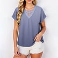 thumbnail image 5 of Aimik Women's Casual and Fashionable Gradient Navy T-Shirt with V-Neck and Short Sleeve Cross-Neckline Summer Top, 5 of 6