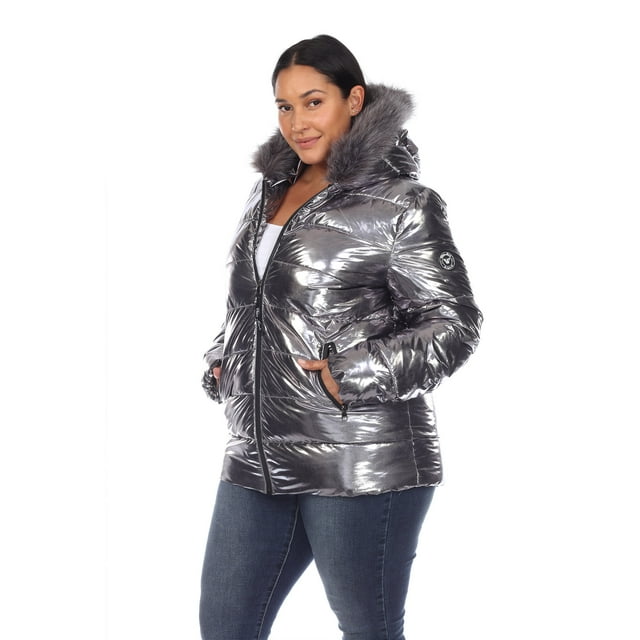 White Mark Parka Métallisée à Capuchon pour Femmes