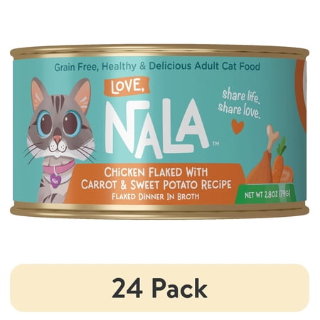 (24 pack) Love, Nala Chicken Flaked with Sweet Potato & Carrot Recipe in Broth Adult Wet Cat Food