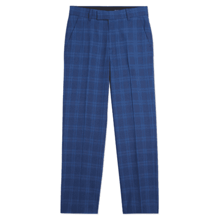 Calvin Klein Boys Blue Bold Box Plaid Flat Front Slim Fit Pants Size 20