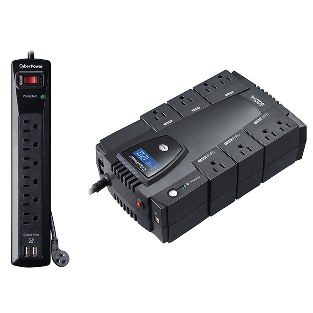 Cyberpower 600 UPS & 6 Outlet USB Surge Protector