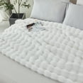 thumbnail image 5 of URBONUR White Faux Rabbit Fur Throw Blanket for Couch Chair, Fluffy Bubble Throw Blanket, Cute Fuzzy Blankets 40×63 Inches, 5 of 9