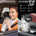 thumbnail image 5 of Floral 30oz Handheld Travel Tumbler with Handle – Double Wall Stainless Steel Insulated Cup, Flip Straw Lid, Leak-Proof & BPA-Free, Durable Hot & Cold Drink Mug,Thanksgiving, Xmas, Spring ,Flower, 5 of 6