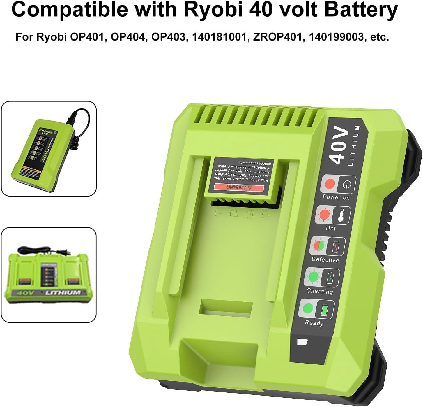 Replacement for Ryobi 40V Battery Charger, OP401 Charger Compatible with Ryobi 40V Lithium Battery OP4040 OP4050 OP4050A OP40601 OP4026 OP4015 OP4030 Fast Charger