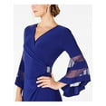 thumbnail image 3 of R&M RICHARDS Womens Blue Bell Sleeve V Neck Midi Faux Wrap Dress Size: 16, 3 of 4
