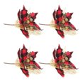 thumbnail image 6 of FONDOTIN 4Pcs Black Red Black Plaid Glitter Flowers Picks for Christmas Celebration and Wedding Photography, 6 of 8
