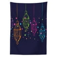 thumbnail image 3 of Ambesonne Folk Tablecloth Rectangular Table Cover, Candles in the Night Outline, 60"x84", Dark Purple and Multicolor, 3 of 4