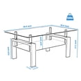 thumbnail image 3 of Glass Coffee Table for Living Room, SEGMART Modern Coffee Table with Lower Shelf, Rectangle Center Table with Metal Legs, Glass Table, Sofa Table, Tea Table, Living Room Table, 3 of 10