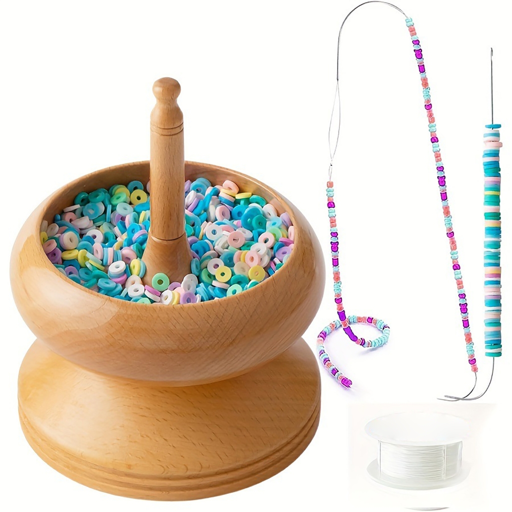 Oasiva Wood Bead Spinner Jewelry Making Tool for Quick and Precise Bead Stringing