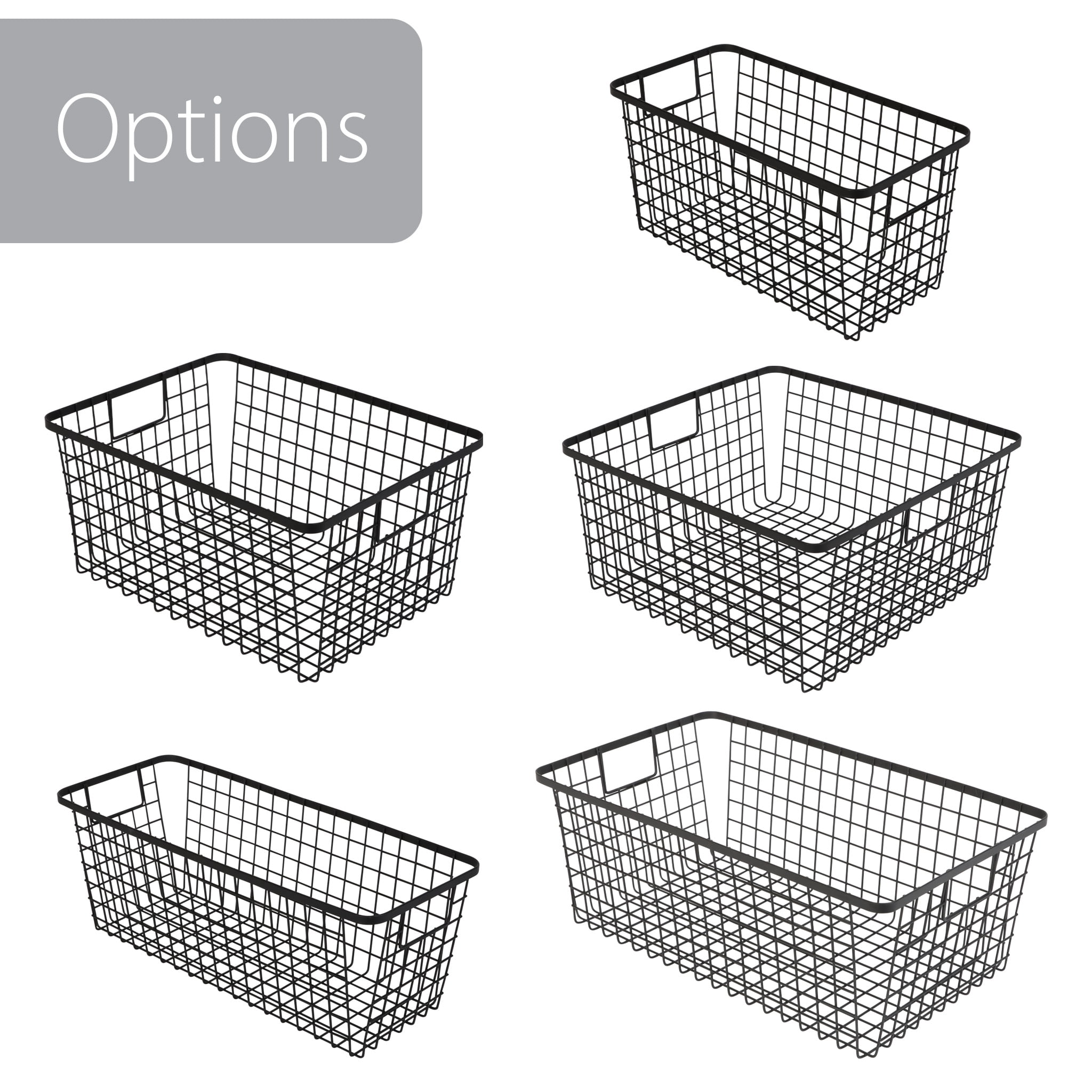 Smart Design Nestable Basket Set - 6 x 6 x 12 inch - Set of 4 - Black