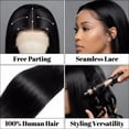 thumbnail image 2 of LAPTOM MAX 26-Inch 200% Density Glueless Human Hair Wig, Pre-Cut Lace Front, Pre-Plucked, HD Transparent, Straight Ready to Wear, 2 of 7