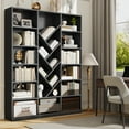 thumbnail image 3 of 71" Tall Triple-Wide Bookcase with Adjustable, Casendy Cube Bookcase with Y-Shape Bookshelves, Modern Display Cabinet Book Library for Home Office, Living Room, Black, 3 of 9