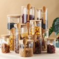 thumbnail image 1 of Juego de tarros para condimentos, tarro de almacenamiento de vidrio sellado con cuchara, tarro de té de vidrio transparente para almacenamiento de cereales gruesos con tapa, 1 of 5