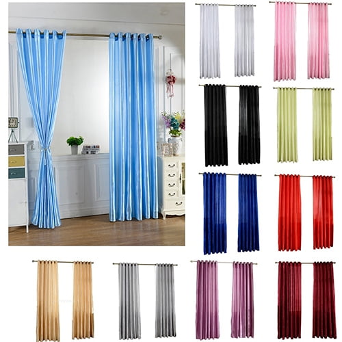 Joernso Through Rod/Perforated Pure Color Window Panel Drape Door Room Blackout Curtain