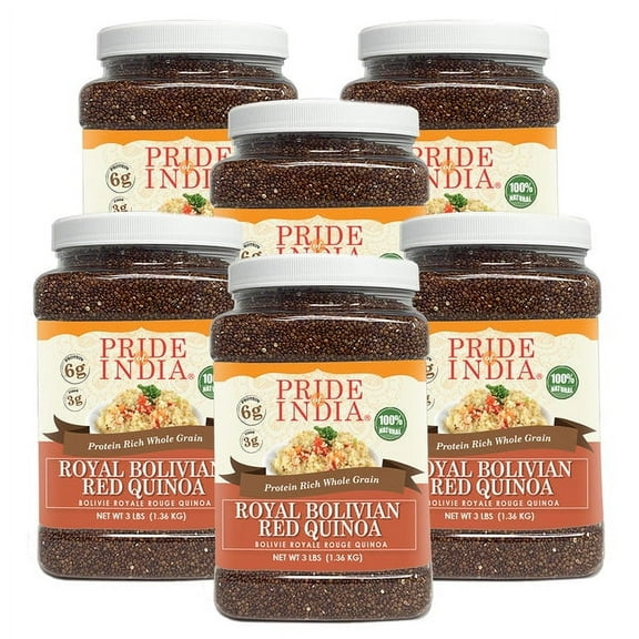 Pride of India Royal Red Bolivian Quinoa, 3 lbs Jar, Pack of 6