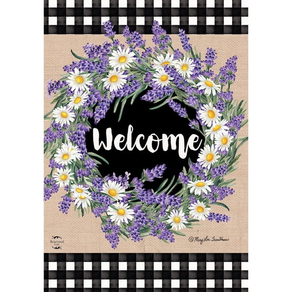 Briarwood Lane House Flag 40x28 For Outdoor Lavender and Daisies Spring For Spring House Flag