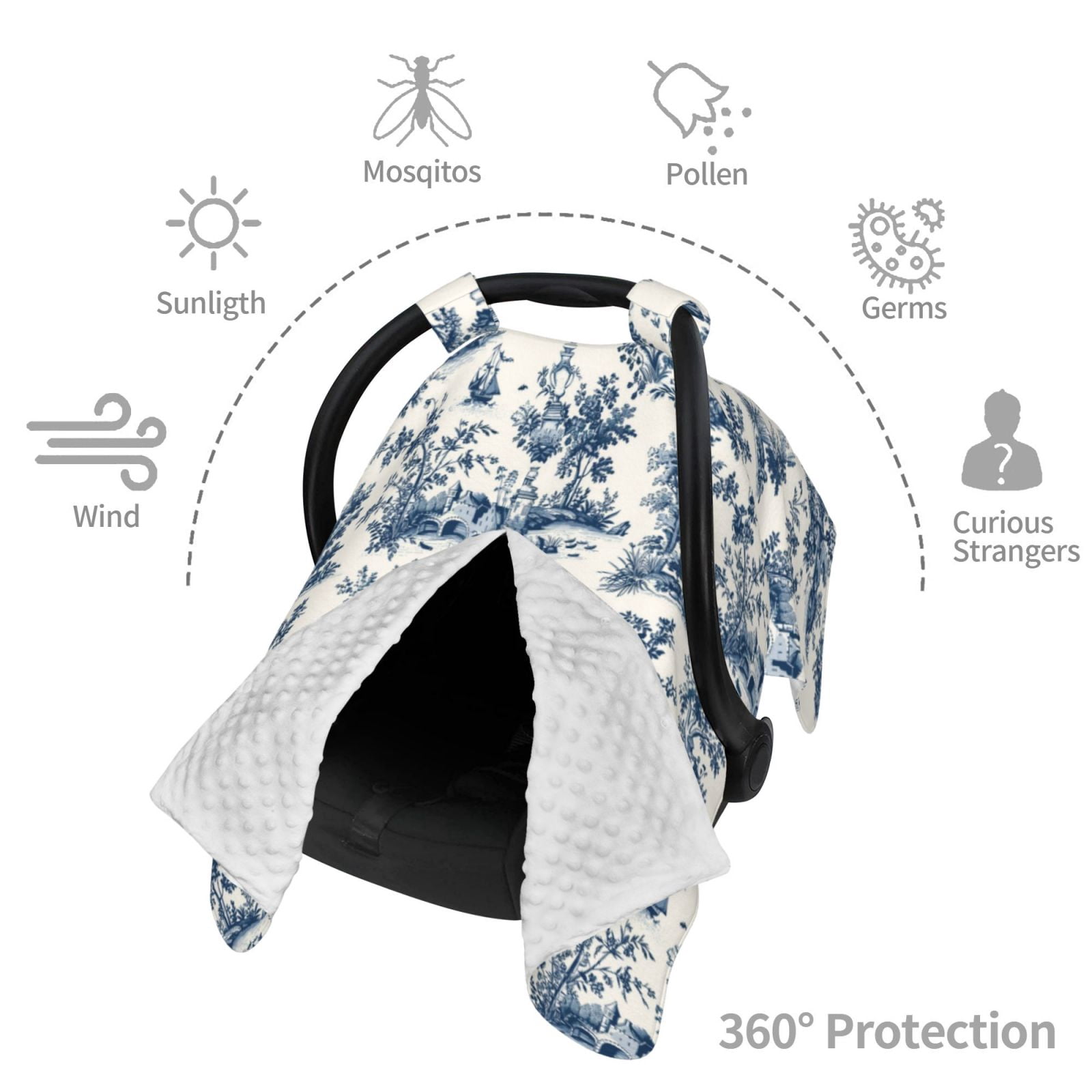 Car Seat Cover Baby - Vintage Floral 1 Breathable Infant Car Seat Cover for Baby Carseat, Lightweight Comfort Baby Essentials Must Haves Newborn Stuff for Girl Boy