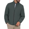 thumbnail image 4 of Chaqueta de negocios INSPIRE CHIC para hombre, con forro, cuello alto, cierre completo, chaqueta formal de golf, color verde oscuro, 4 of 6
