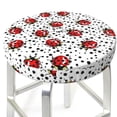 thumbnail image 3 of Disketp Red Ladybugs On Black Dotted Funda Redonda para Taburete, Funda de Cojín para Silla de Bar Suave y Elástica-14 inch, 3 of 7