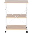 thumbnail image 2 of 3-Tier Baker’s Rack Kitchen Utility Stand – Microwave Oven Storage Shelf with Light Beige Wood Top & White Metal Frame – Workstation Storage Cart for Kitchen, Pantry, or Dining Room, 2 of 8