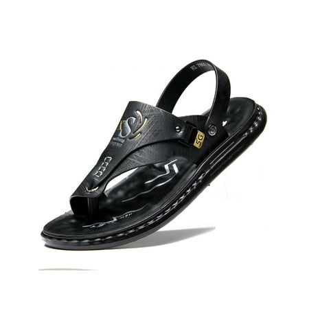 

Bellella Men Flip-flops Slip On Thongs Sandals Comfort Flat Sandal Soft Sole Beach Shoes Daily Outdoot Casual Shoe Clip Toe Black 5.5