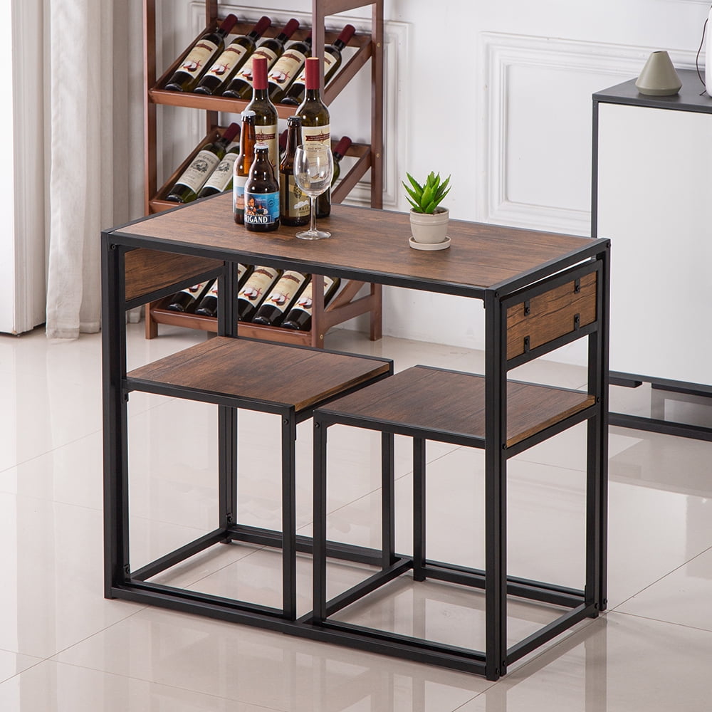 Wood Dining Table Set for 2, Contemporary Simple Kitchen Dining Room
