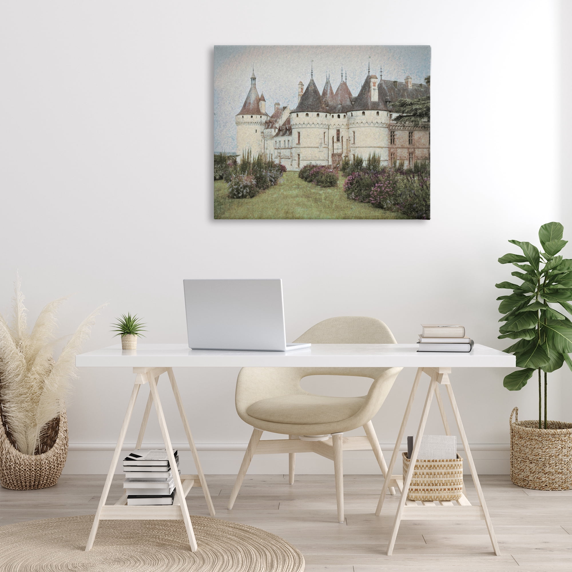 Stupell Industries French Castle Landmark Buildings & Architecture Painting Wrapped Canvas Art Print Wall Art, 40 x 30