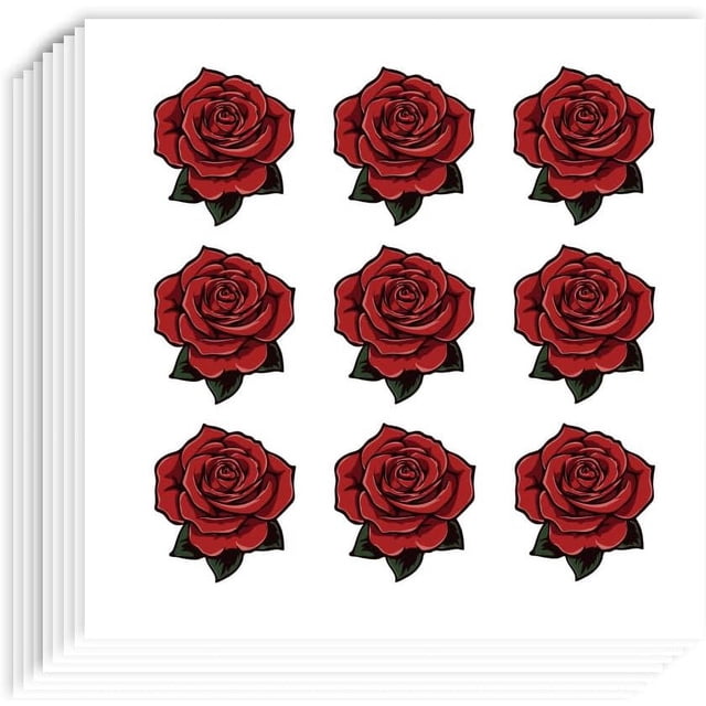 Pegatinas decorativas de papel autoadhesivas para regalos decorativos de fiesta Sellado de junio Rose 90x90 mm Pegatinas: 25 mm 9 piezas / hoja