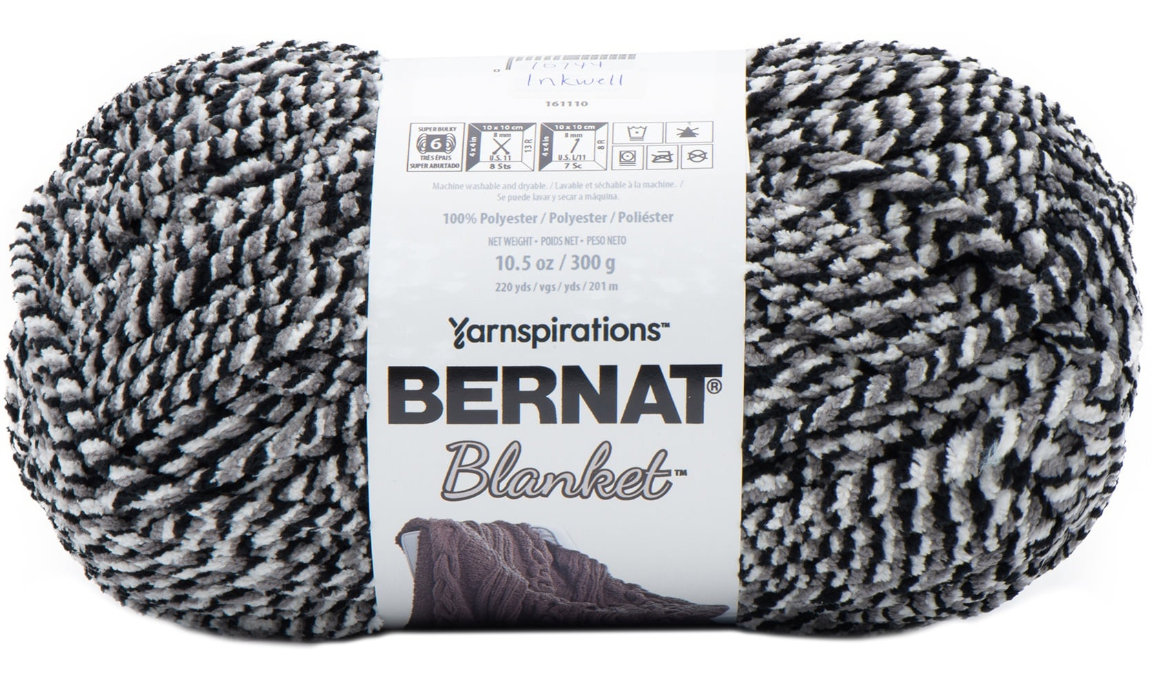 Bernat® Blanket™ #6 Super Bulky Polyester Yarn, Inkwell 10.5oz/300g, 220 Yards, Polyester #6 Super Bulky Yarn