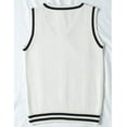 thumbnail image 3 of Sksloeg Sweaters Vest for Women Vintage Loose Solid Tank Top V Neck Sleeveless Cable Knit Preppy Style Pullover Sweater Vest,White XL, 3 of 7