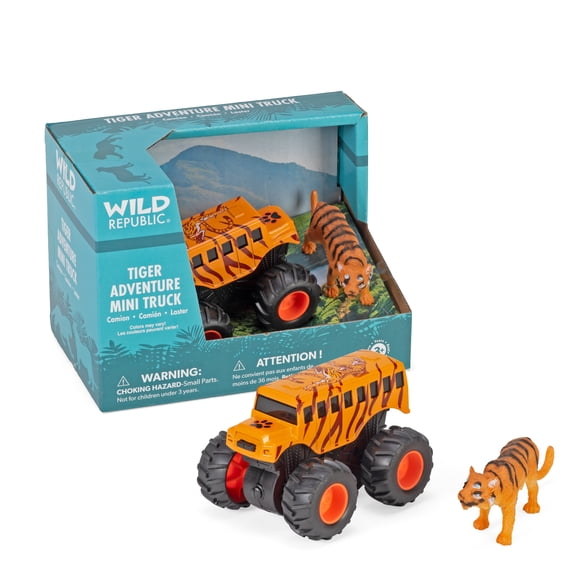 Wild Republic Tiger & Truck Adventure Playset, Gifts for Kids, Imaginative Play Toy, 2 Piece Set