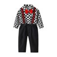 thumbnail image 1 of Toddler Gentleman Suit Baby Boy Clothes Sets Bowtie Long Sleeve Shirts and Suspenders Pants Sets 4 Pcs Dressy Outfit,12 Months-7 Years, 1 of 8