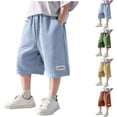 thumbnail image 2 of QINGFSAP Boys Summer Sweat Shorts Relaxed Fit Casual Sporty Bottoms with Pockets 5-15T, 2 of 6