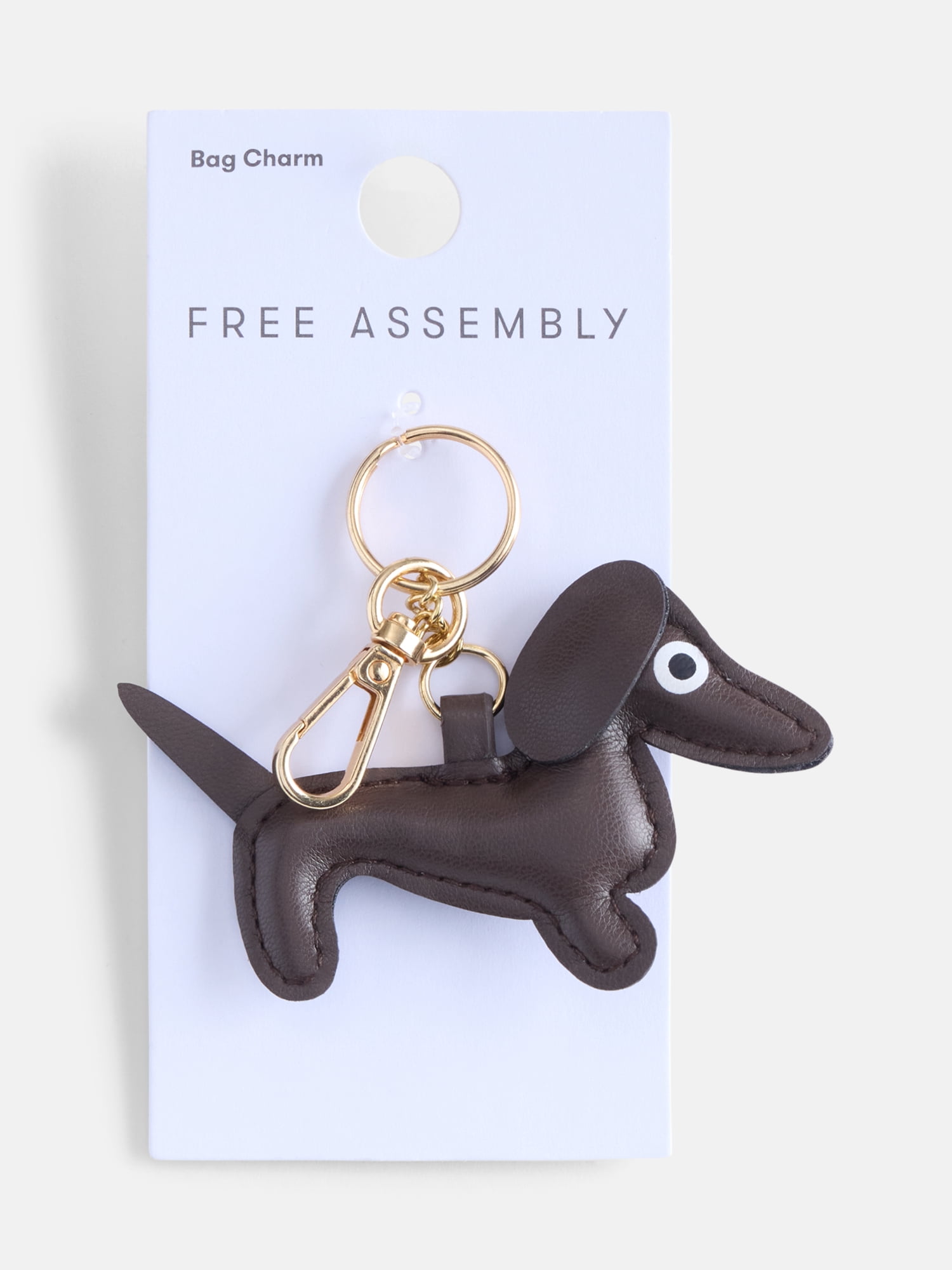 Free Assembly Women's Dachshund Bag Charm, Brown