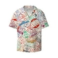 thumbnail image 2 of Lsque Passport Stamp print Men's Cuban Collar Short Sleeve Shirt Summer Beachwear Casual Button Down Fashionable Vacation Leisure Shirt-X-Large, 2 of 7